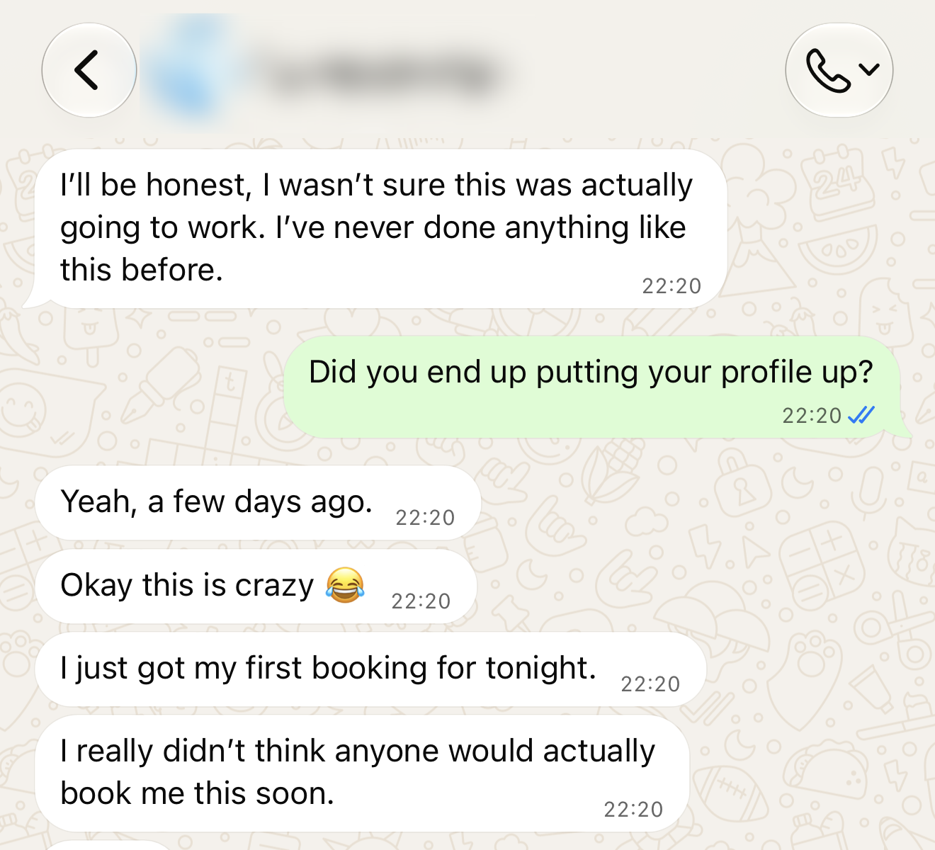 Private student feedback about receiving a first booking