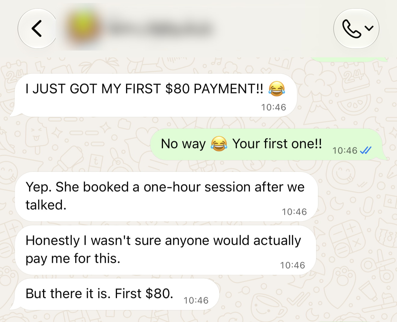 Private student feedback about receiving a first payment